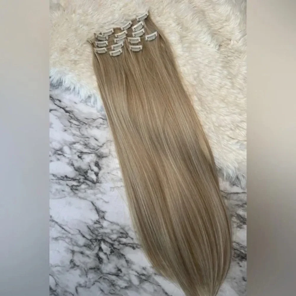 24 in Blonde with Highlights Straight long Hair Extensions - Picture 8 of 8